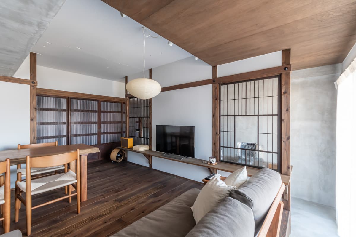 中古マンションのリノベーション後の土間が廻る住まい