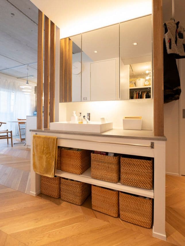 中古マンションのリノベーション後の洗面台